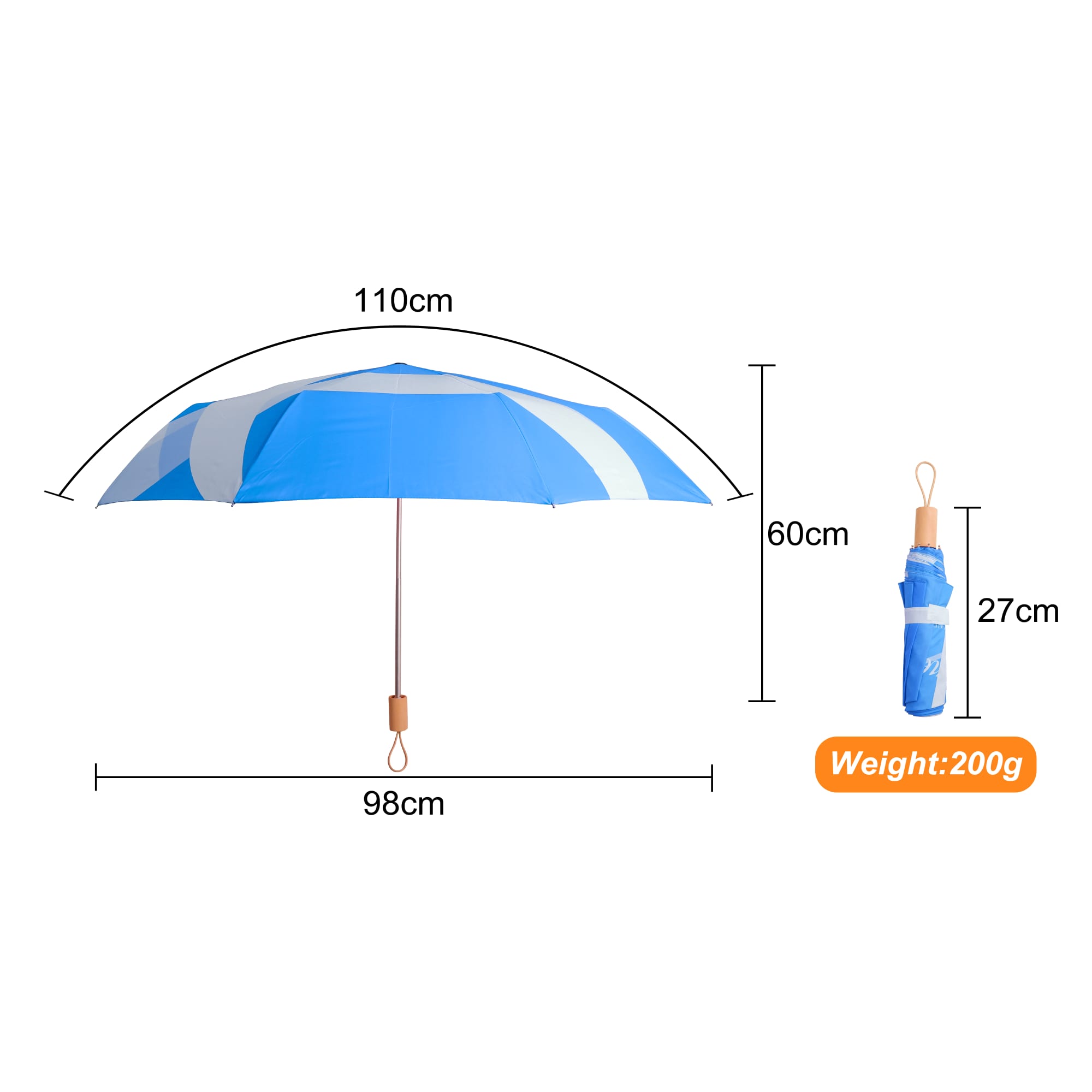RPET 200g Lightweight Umbrella with Wooden Handle - PCH807 Image 