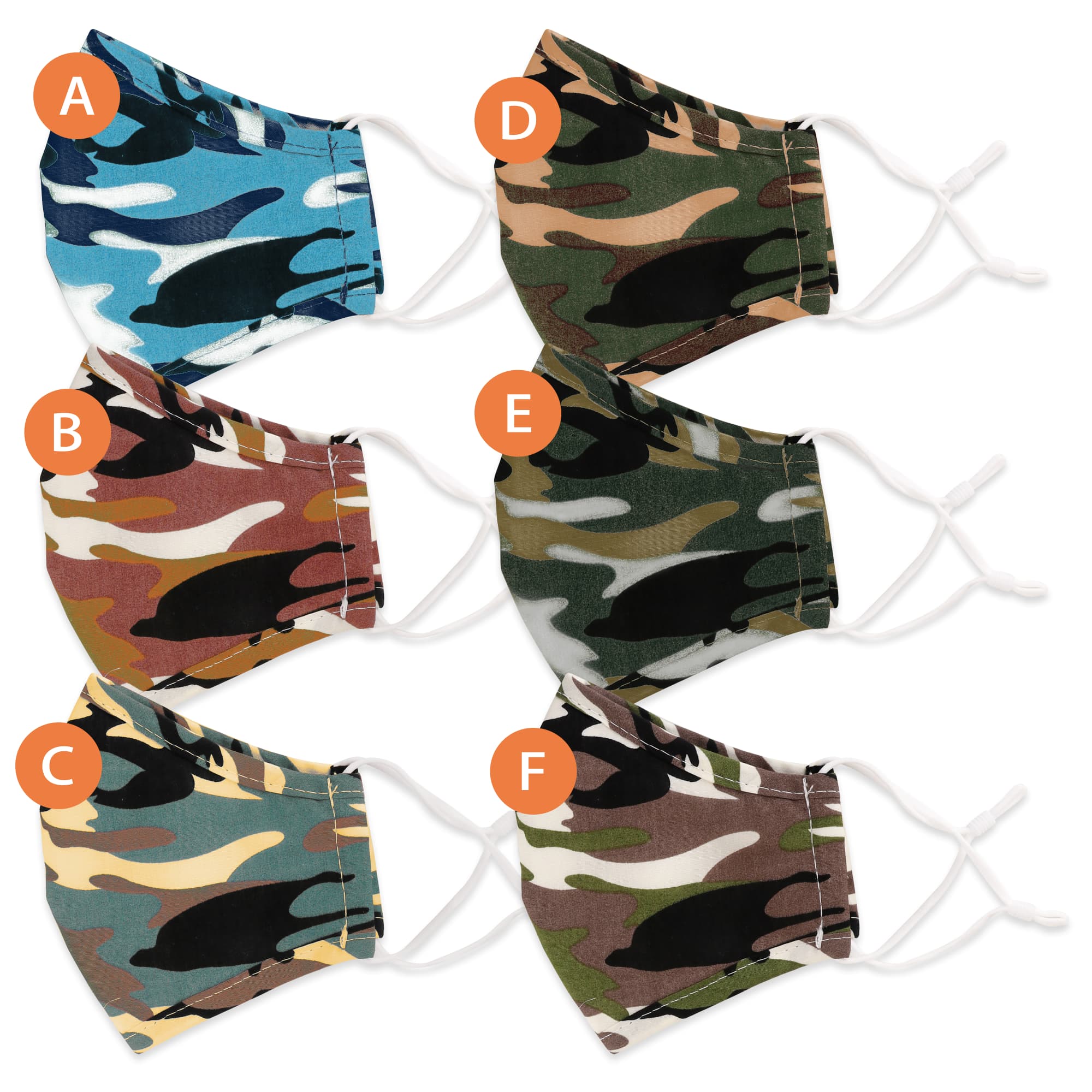 4-Ply Fabric Camouflage Pattern Reusable Face Mask -6 Designs Available - PCA064 Image 