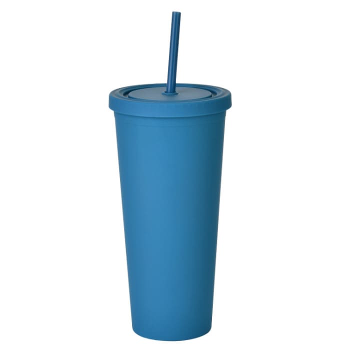24oz Matte Plastic Cups with Lids & Straws - PXD279 Image 