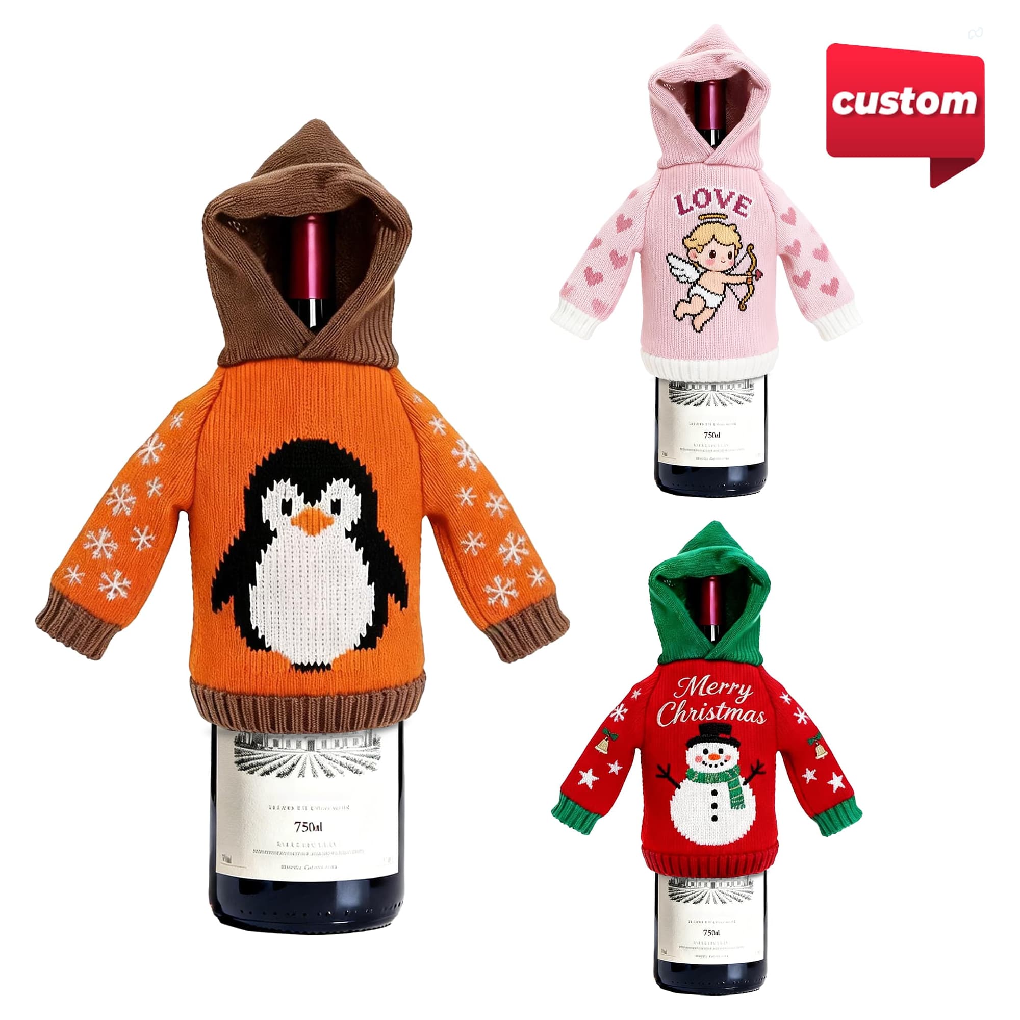 Customisable Knitted Wine Bottle Cover