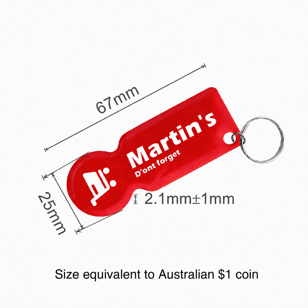 Custom Shape Trolley Coin Keyring