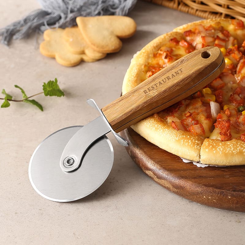 Pizza Cutter Wheel with Hand Carved Wooden Handle - PCH329 Image 