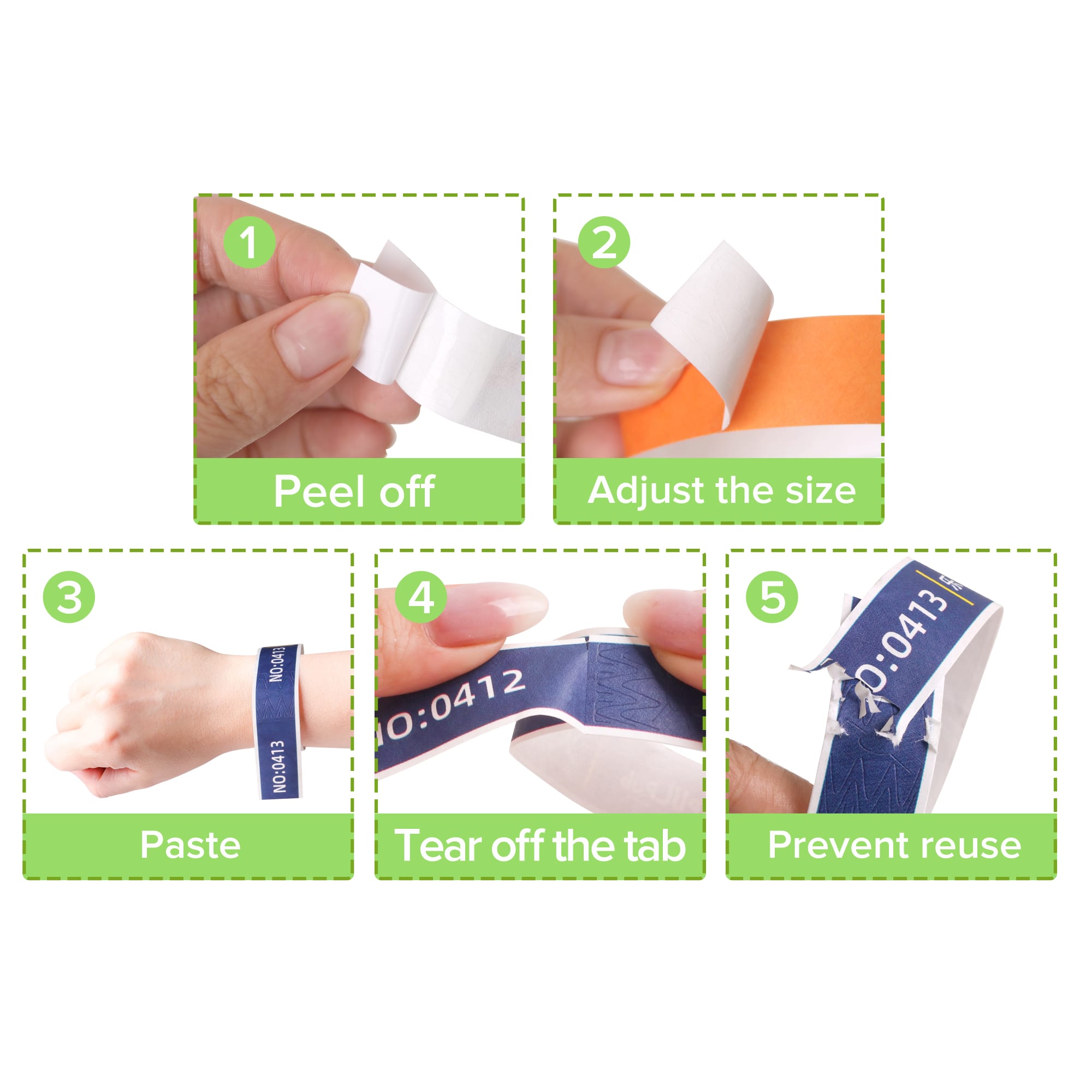 Tabbed Disposable Tyvek Wristband - PCW032 Image 