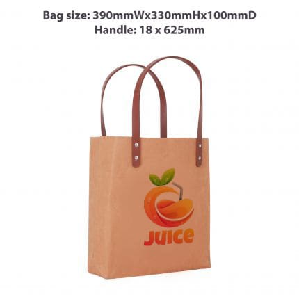 Washable Kraft Paper Bag with PU Handle(390x330x100mm) - PCPB186 Image 