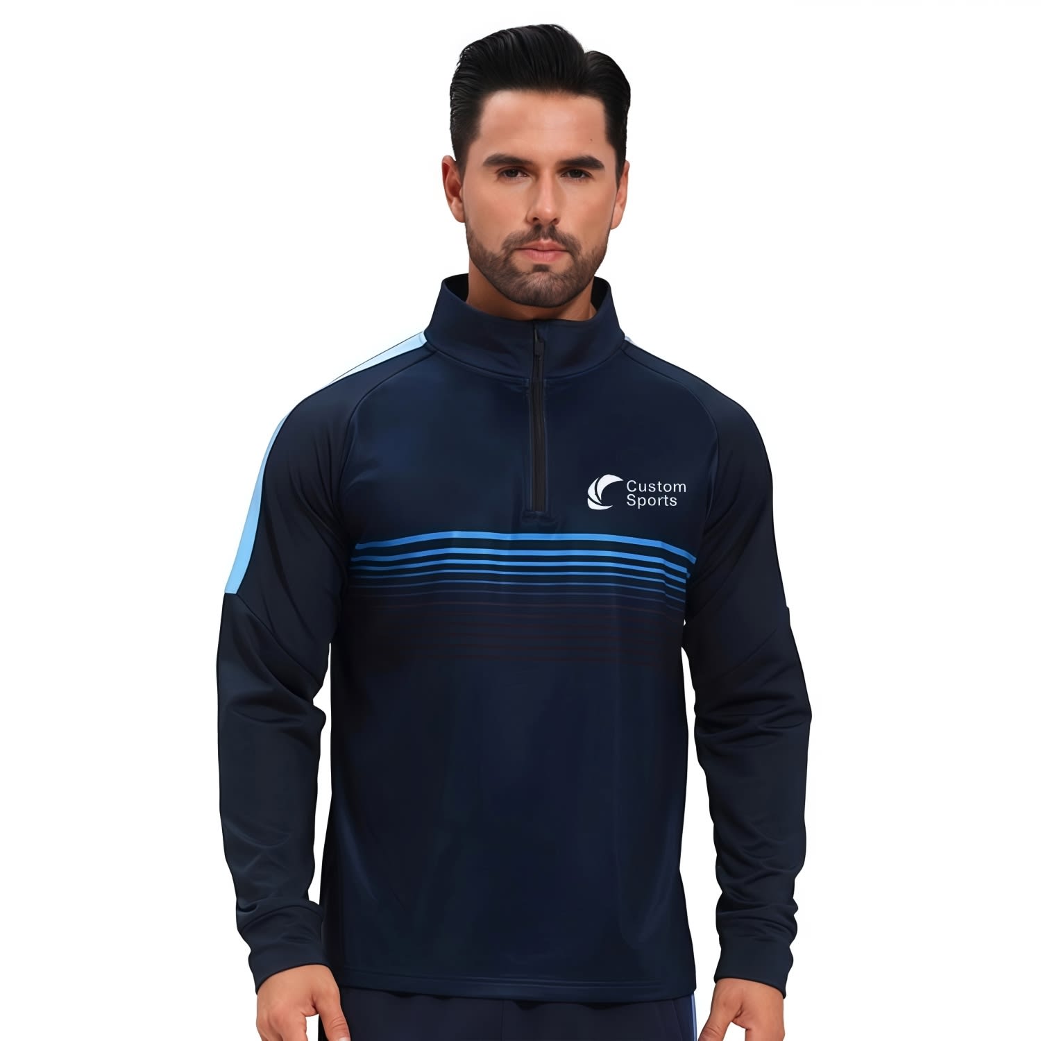 Polyester Spandex Sublimated High Stand-Up Collar  1/4 Zip Raglan Jacket