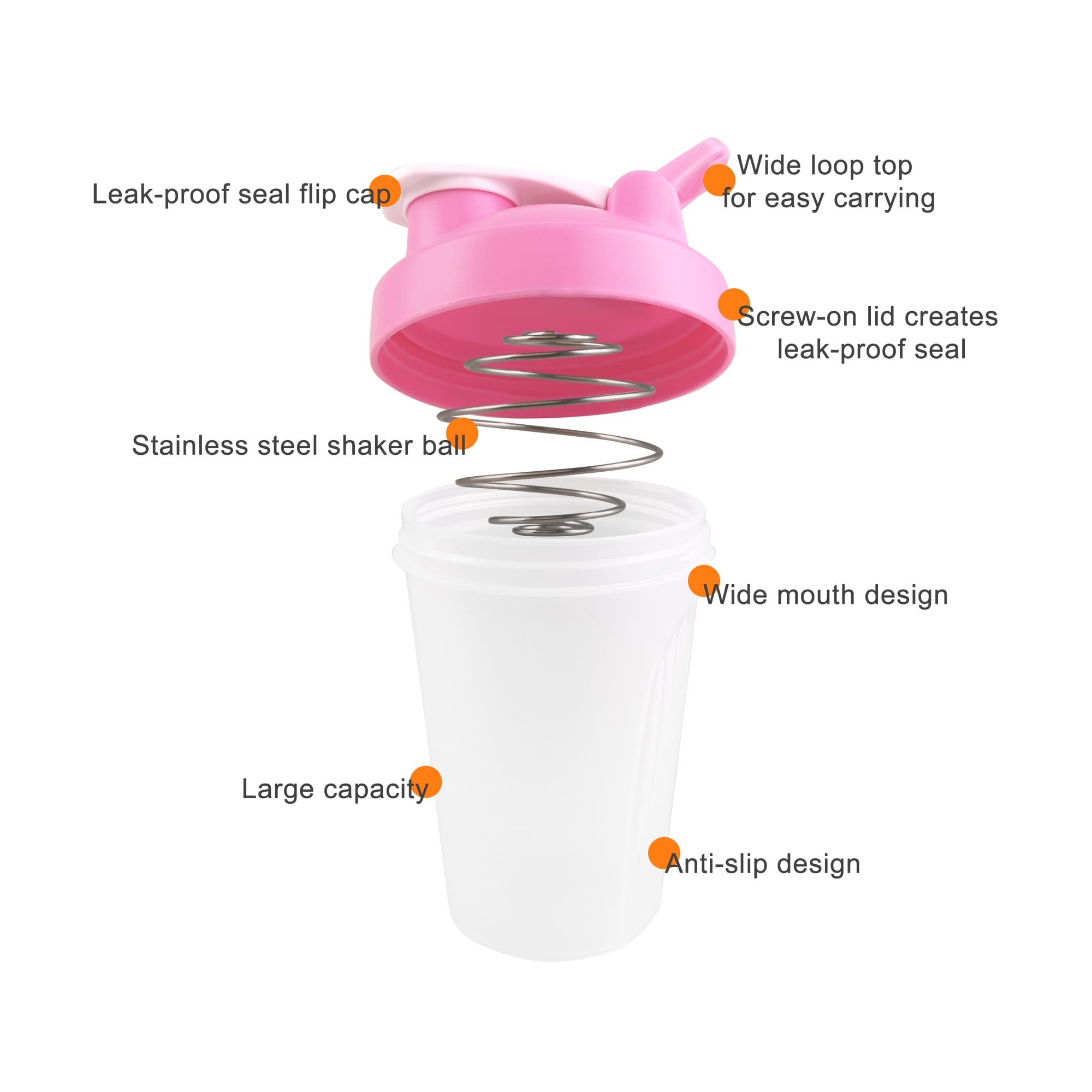 BPA Free Fitness Shaker Bottle with Loop 400ml - PXD272 Image