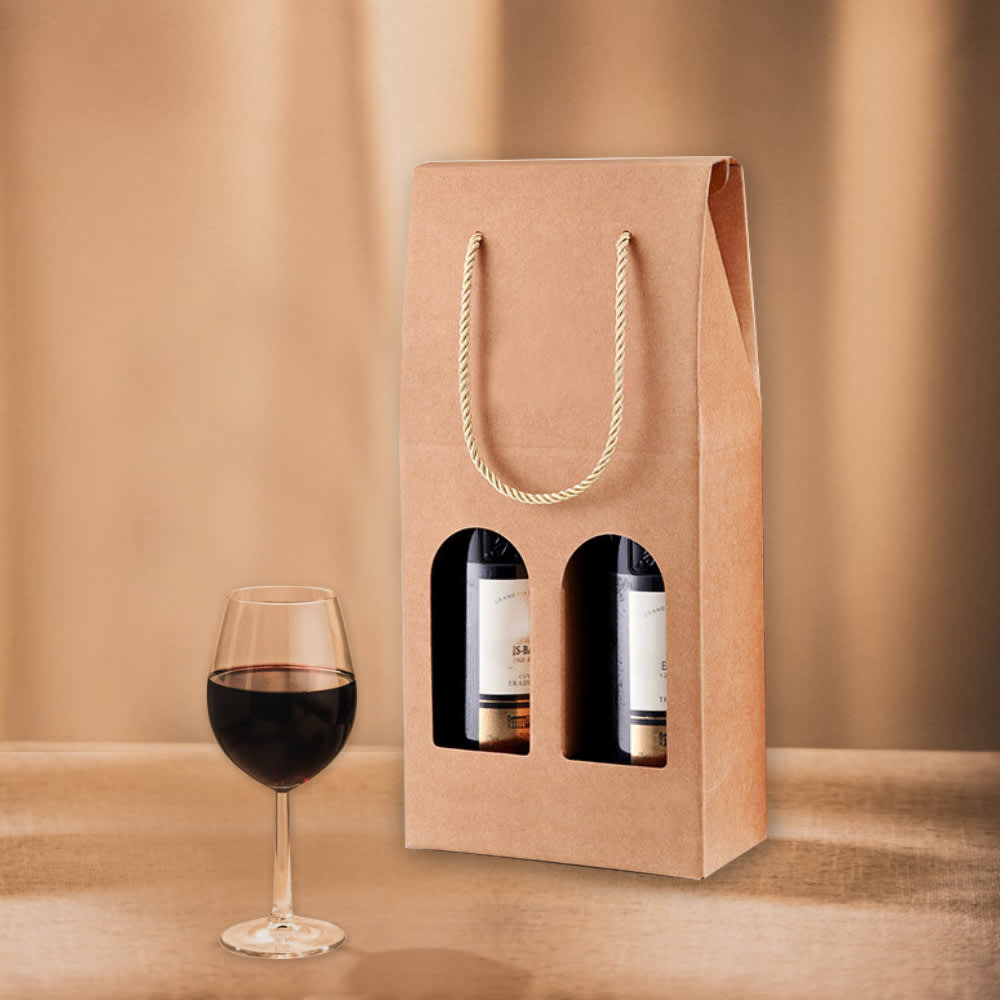 Double Bottle Wine Box with Rope Handle - PCPB485 Image 