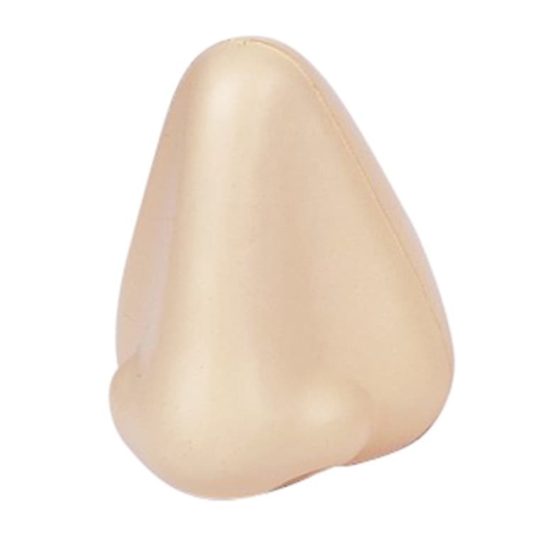 A large, beige stress reliever shaped like a nose, designed for fun and stress relief. It features a simple design.