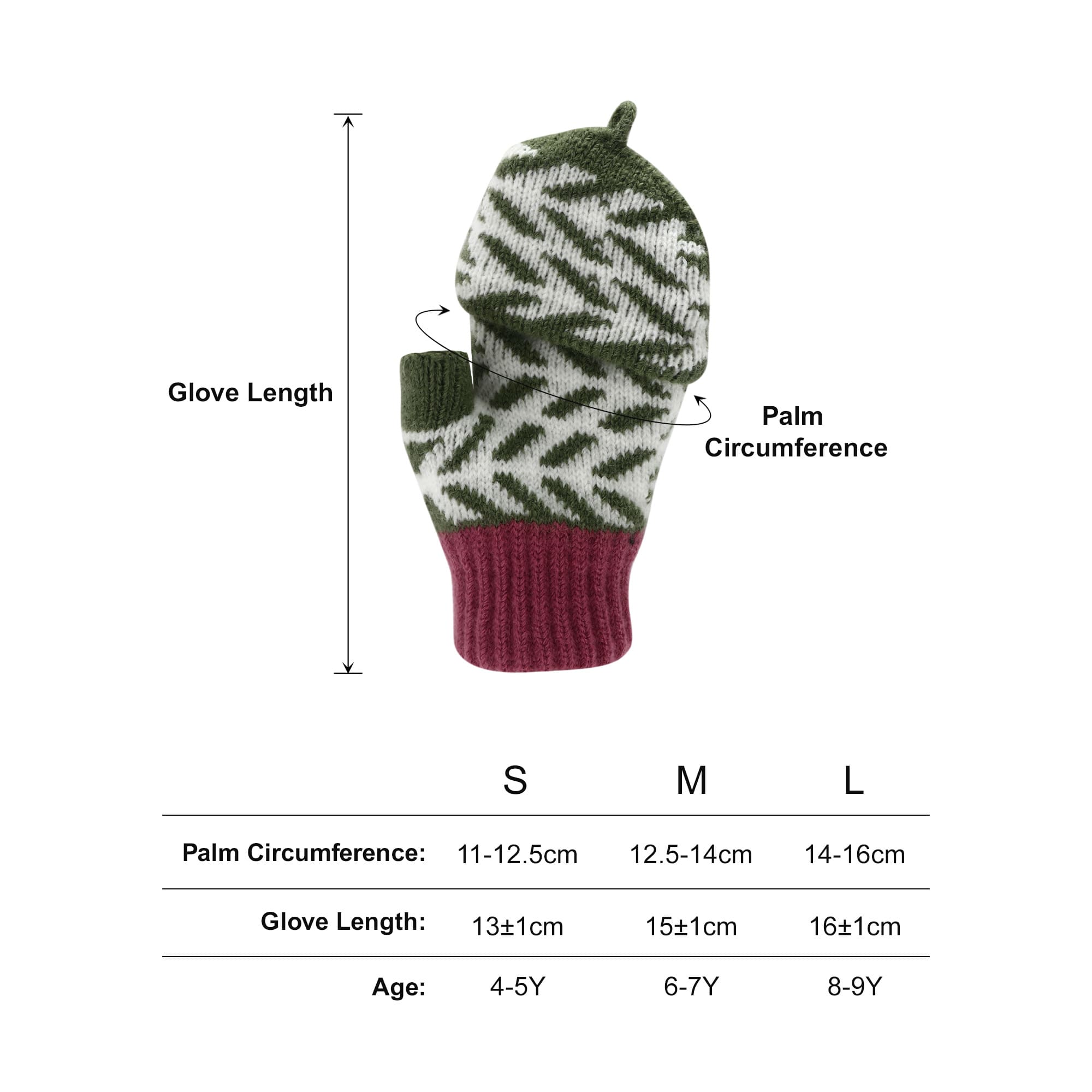 Alternative view of Kids Jacquard Fingerless Gloves with Flip Cover