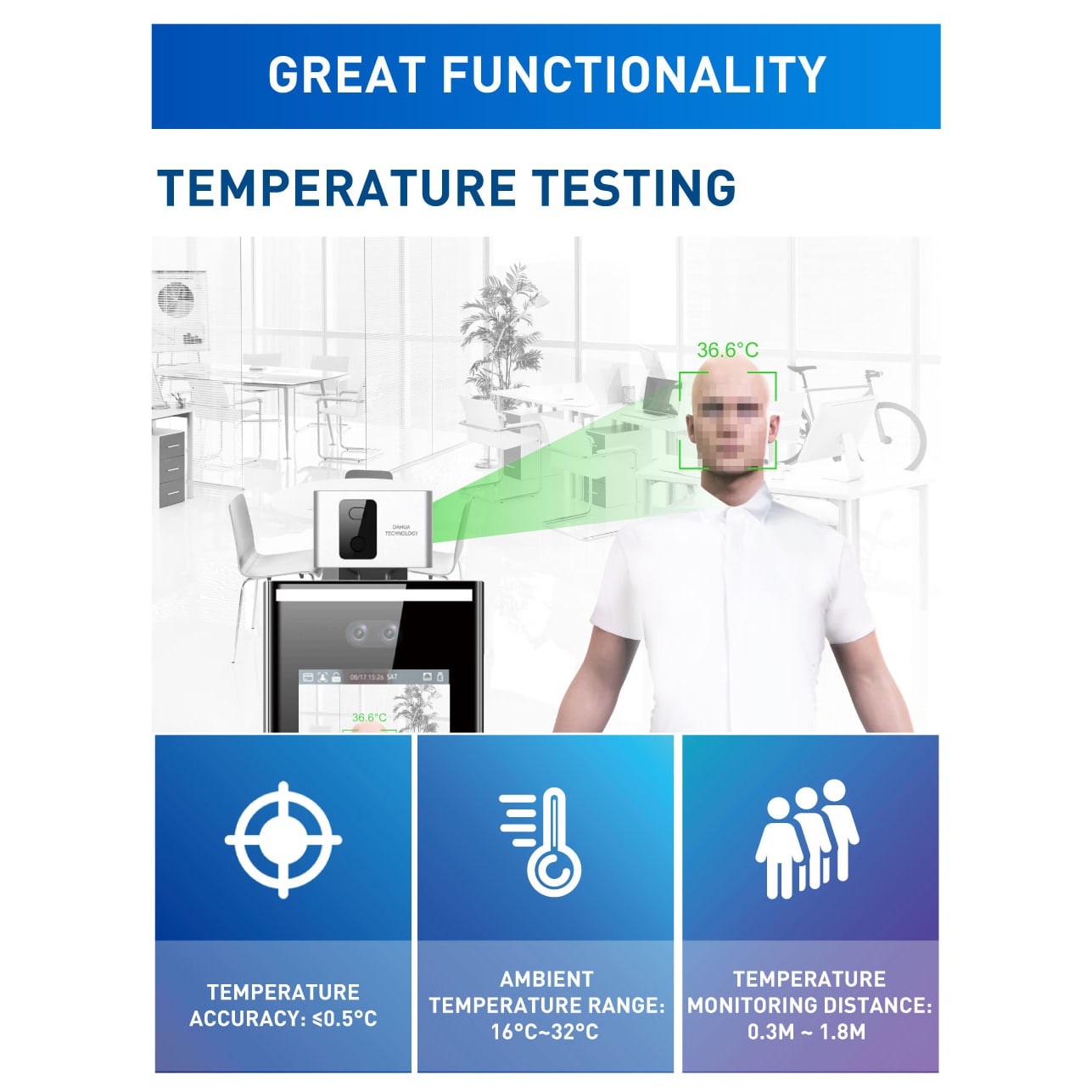 Dahua Temperature Screening Kiosk With Wall Mount - PCA046A Image 