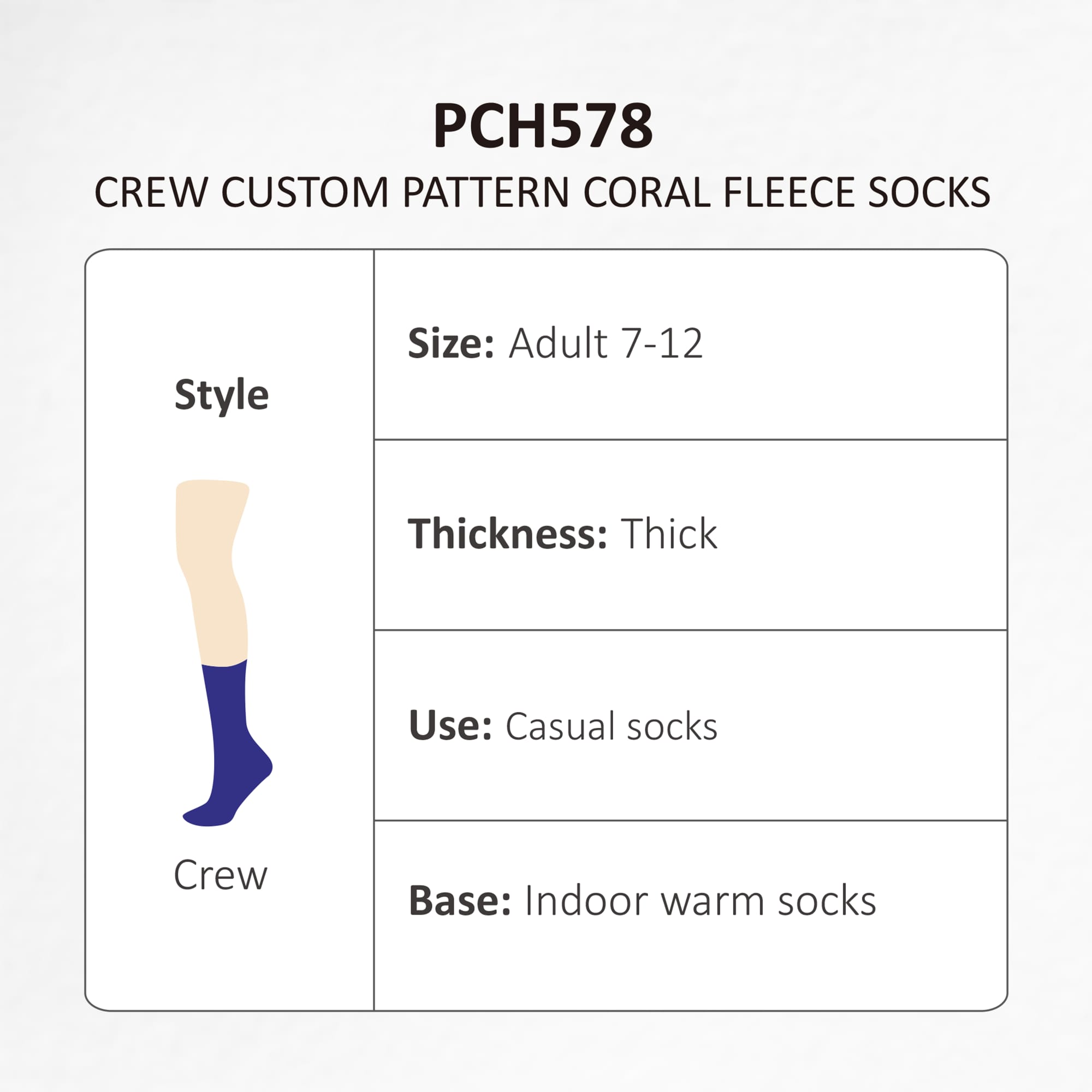 Crew Custom Pattern Coral Fleece Socks - PCH578 Image
