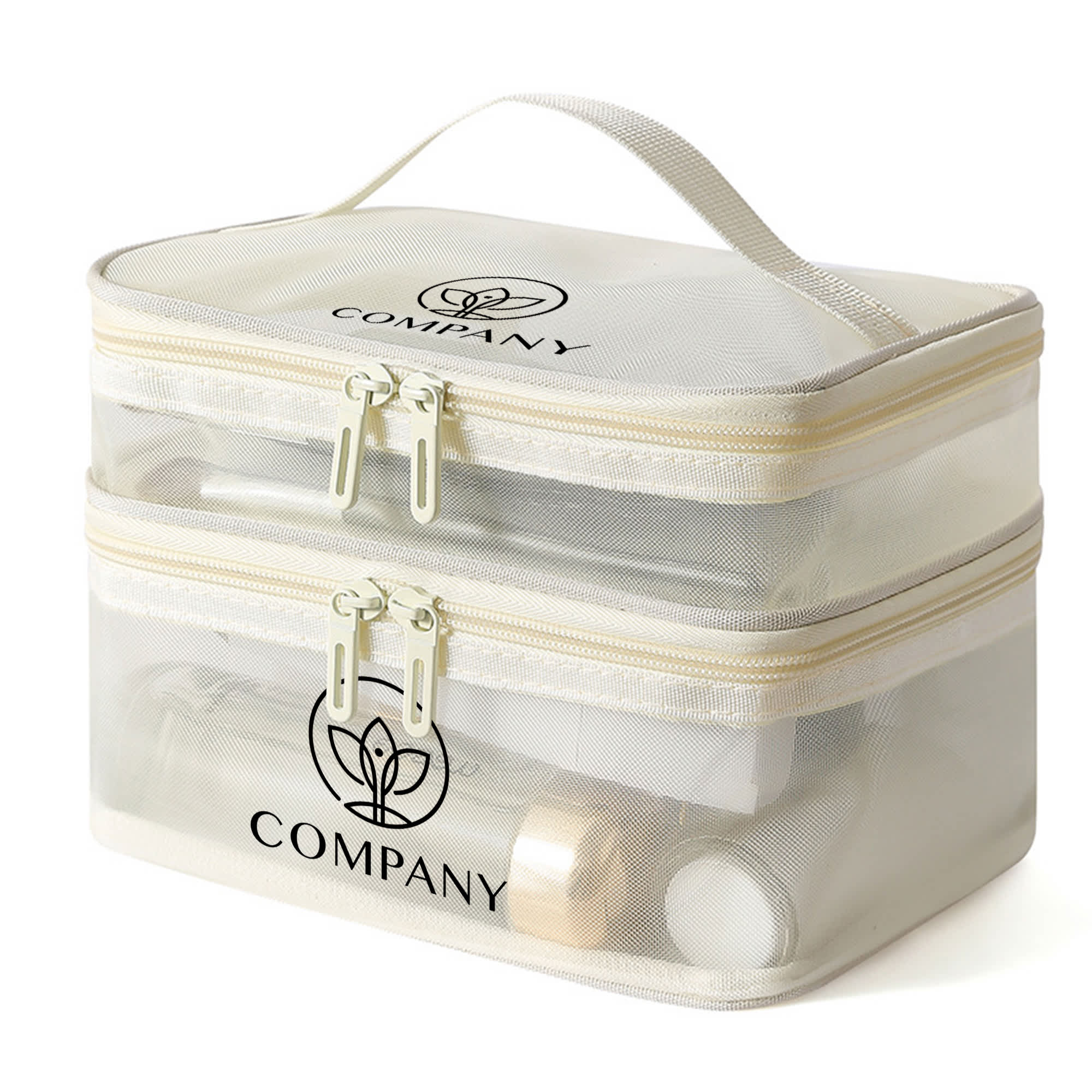 Alternative view of Nylon Mesh Sheer Double Layer Cosmetic Bag