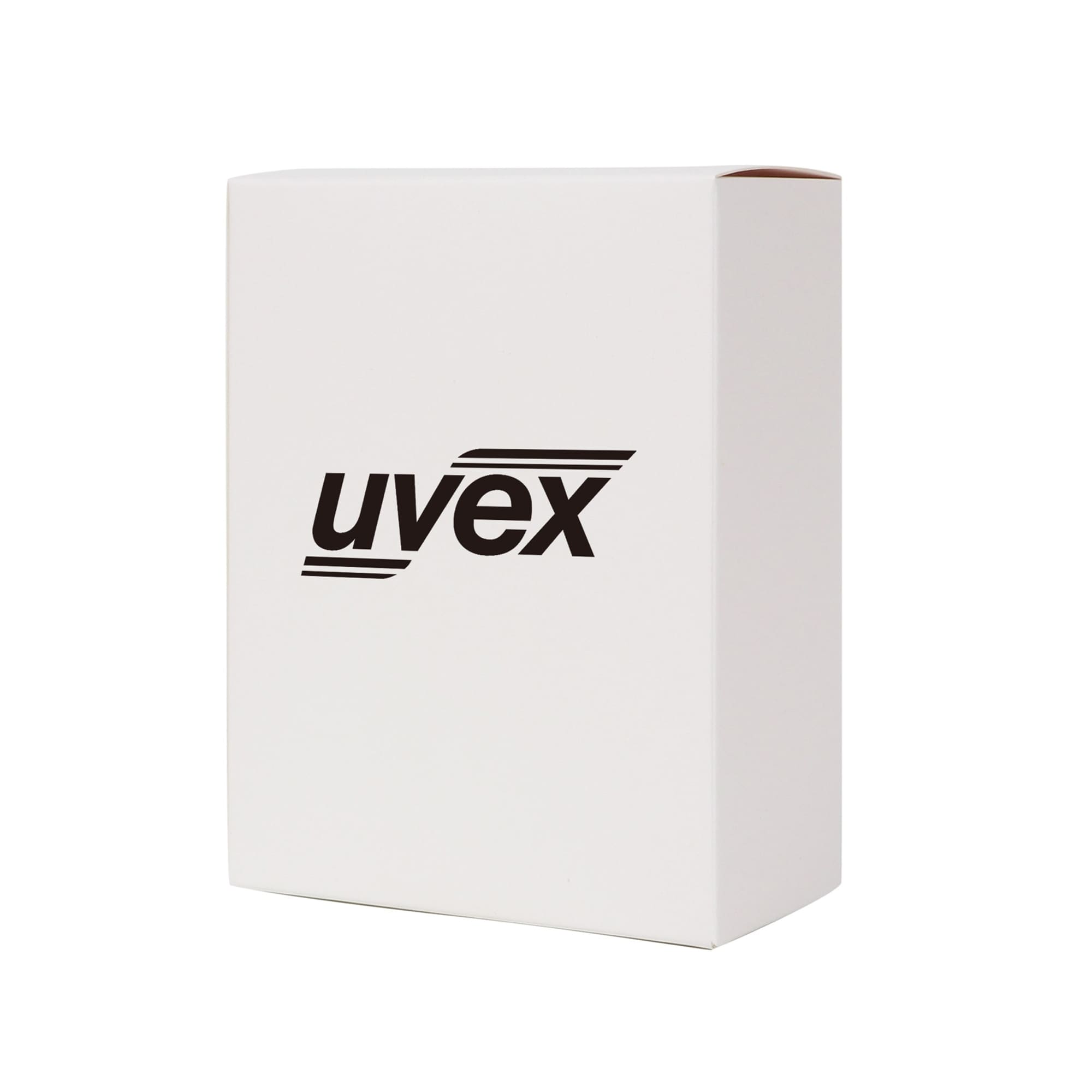 A small square gift box in white, featuring a logo, measuring 100 x 130 x 50mm.