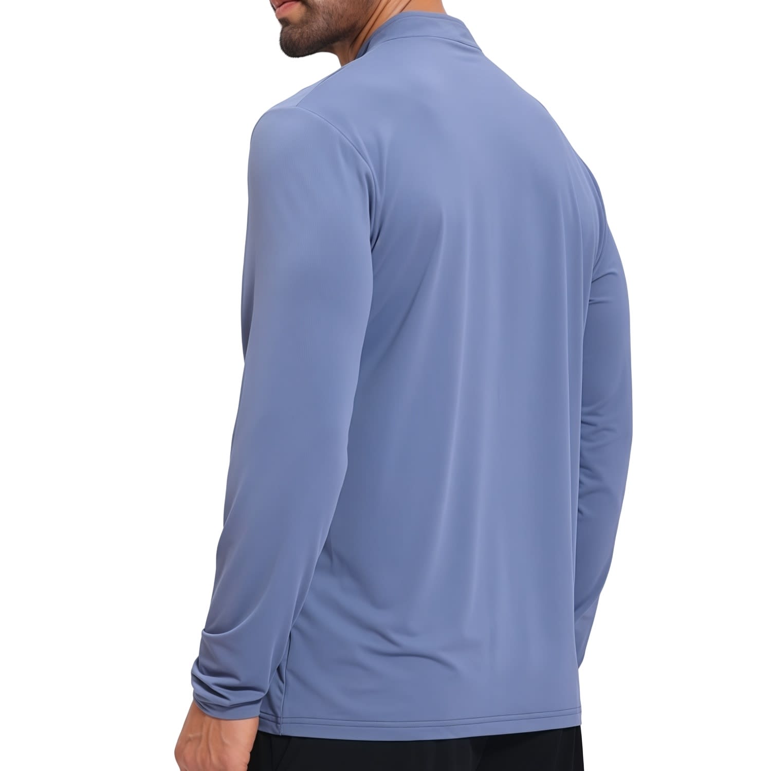 Alternative view of Polyester Spandex Sublimated Stand-Up Collar  1/4 Zip Splicing Long Sleeves Shirt