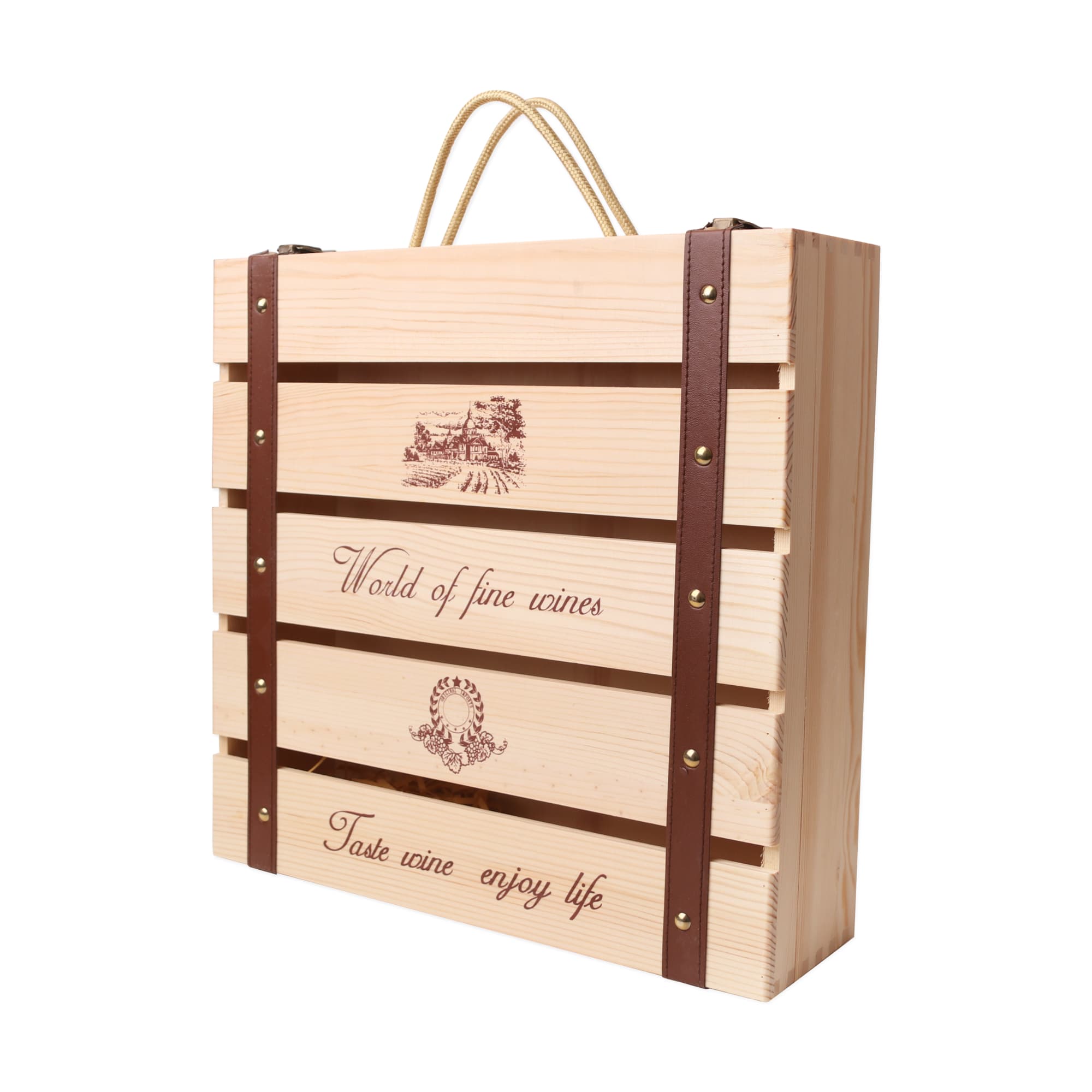 Four Bottle Wooden Wine Box - PCPB570 Image 