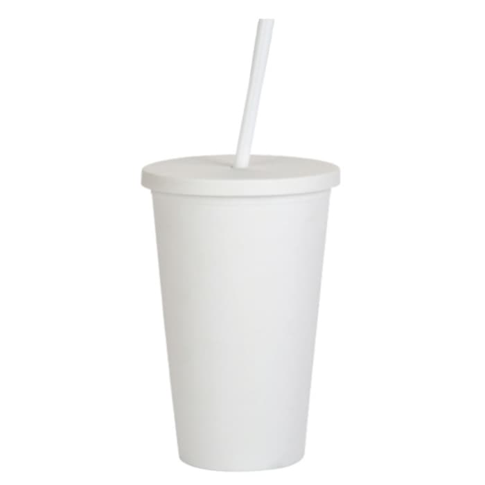 16oz Matte Plastic Cups with Lids & Straws - PXD278 Image 