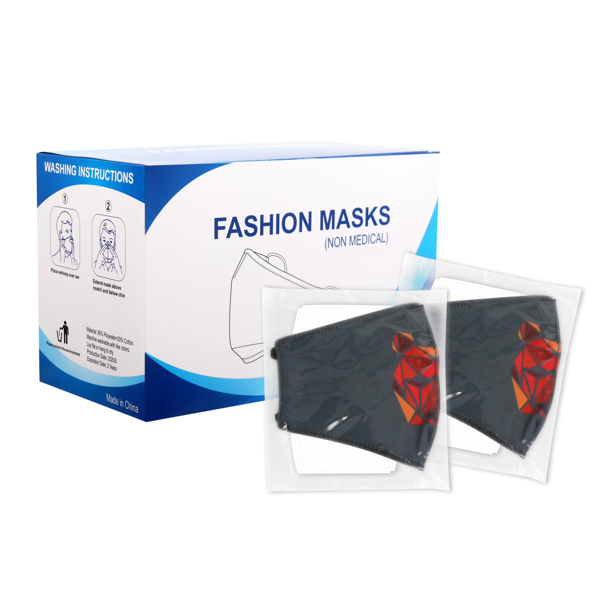 2-Ply Polyester Custom Reusable Face Mask With Filter - PCA050 Image 