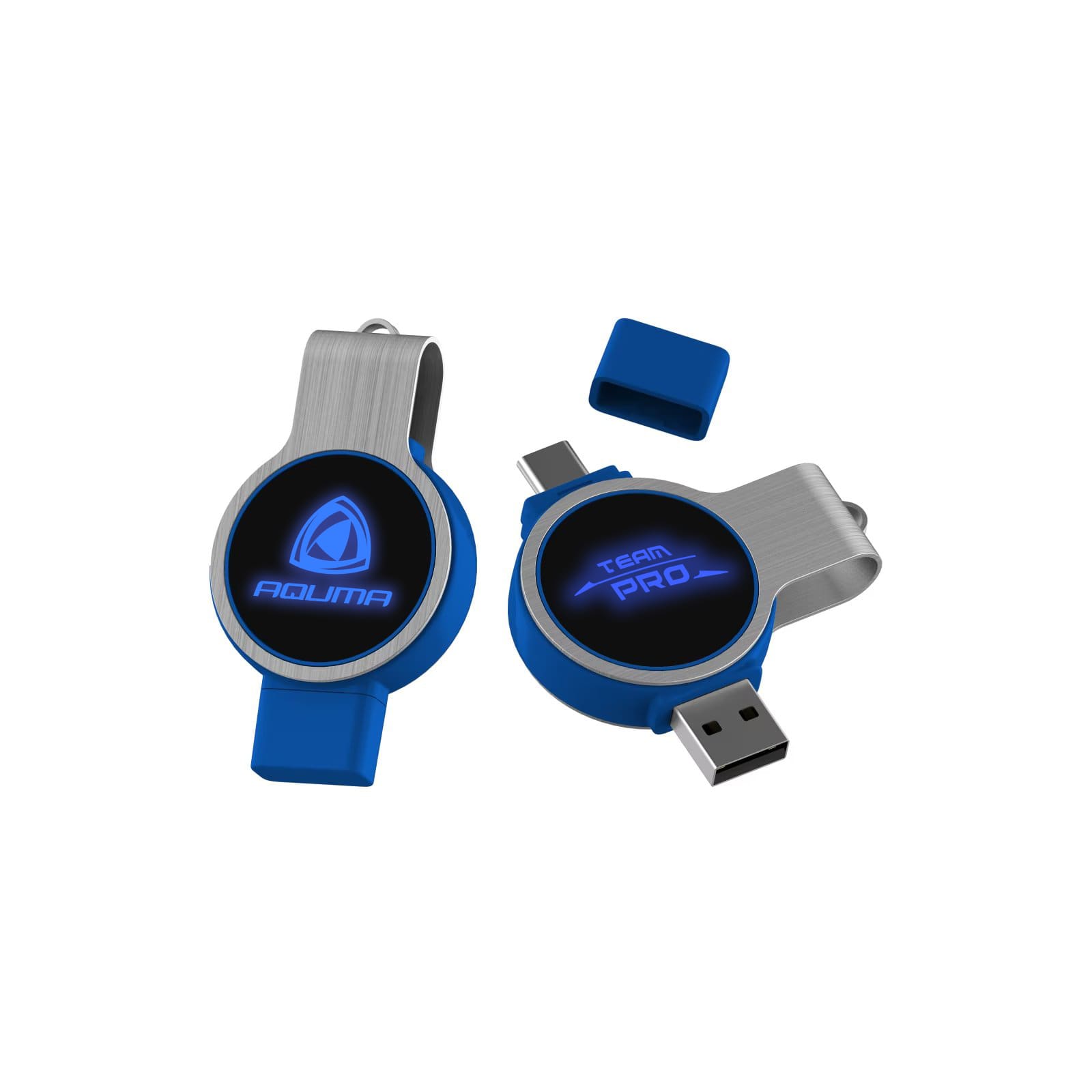 Double Ended Swivel Lighting Logo Flash Drive - PCU962 Image 