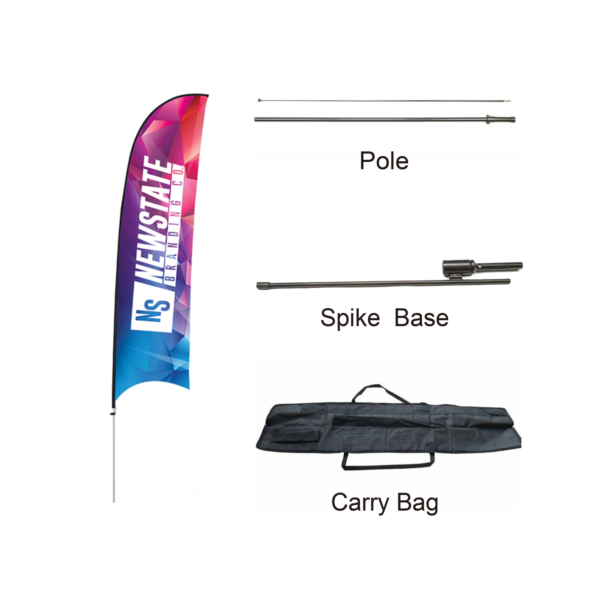 Small(65.3*200cm) Concave Feather Banners 9ft