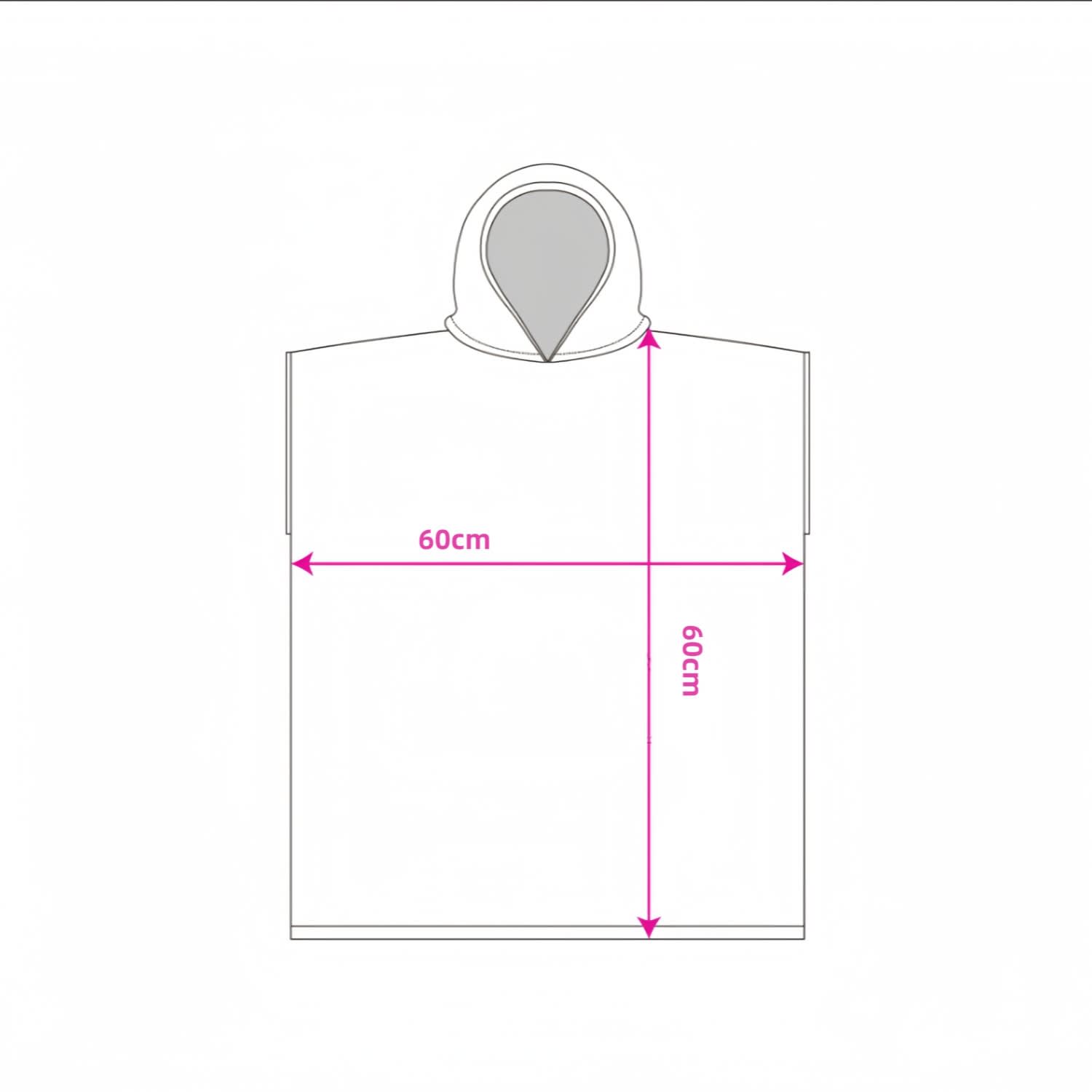 A double-sided fleece hooded change towel, featuring a simple design with measurements of 60cm by 60cm.
