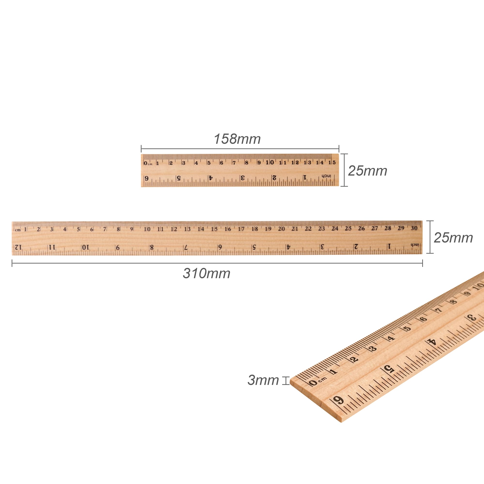 Dual Scale Wooden Ruler - PCS006 Image 