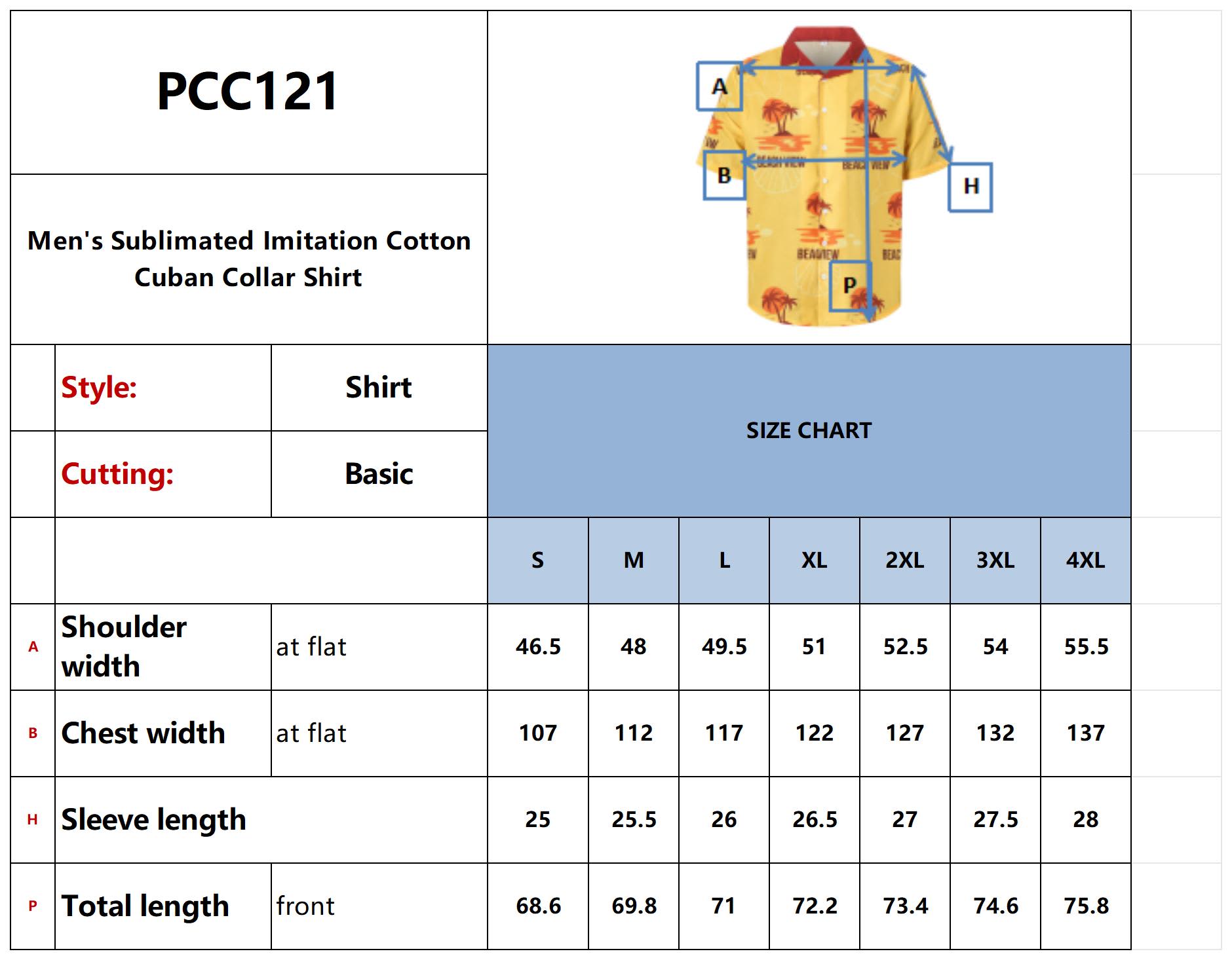 Men's Sublimated Imitation Cotton Cuban Collar Shirt - PCC121 Image