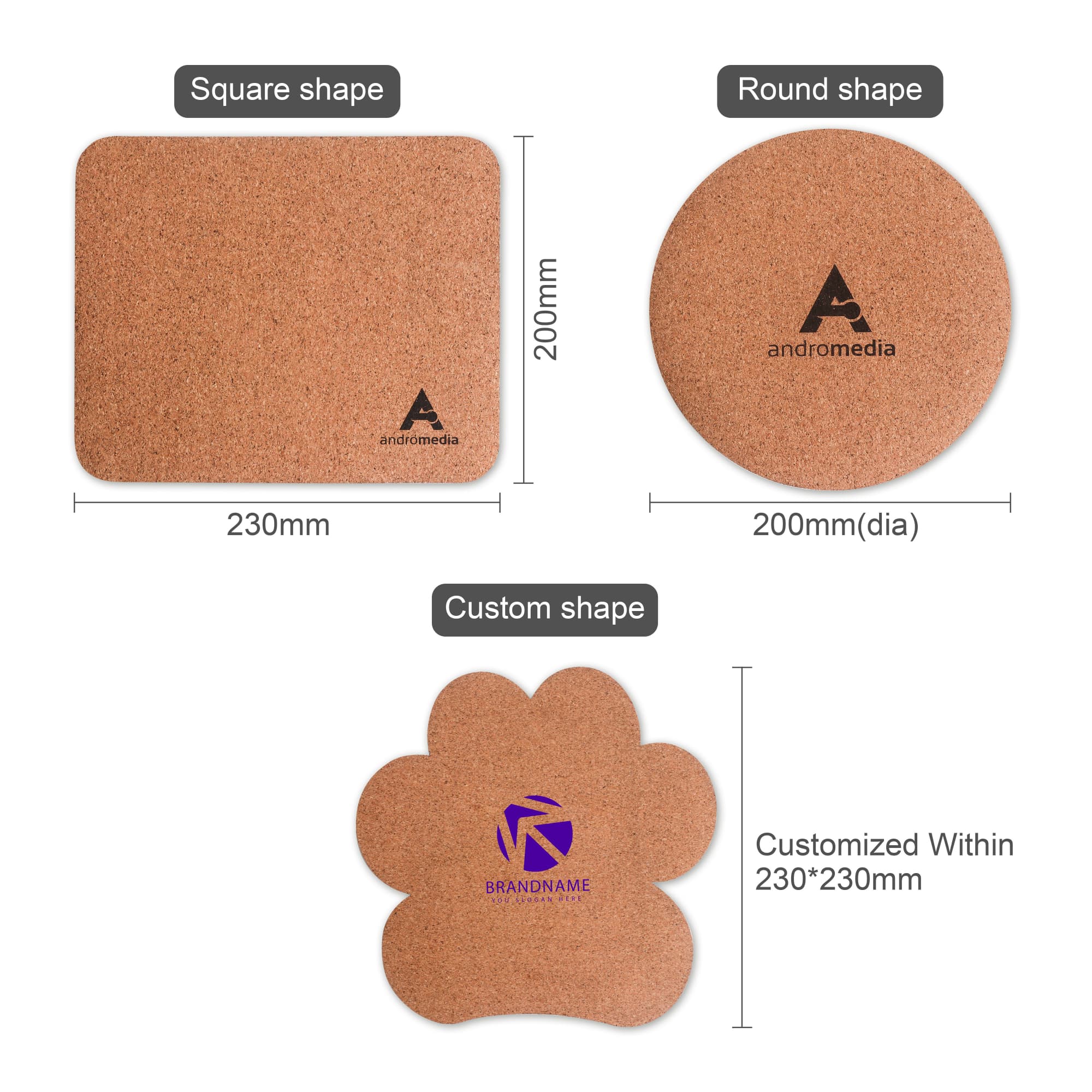 Custom Shaped Cork Mouse Mat - PCM76 Image 