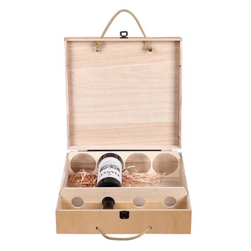 Four Bottles Vintage Wine Wooden Box - PCPB575 Image 