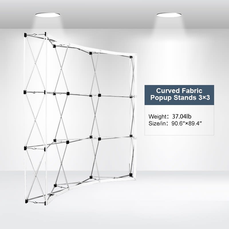 Alternative view of Curved Fabric Popup Displays 3x3