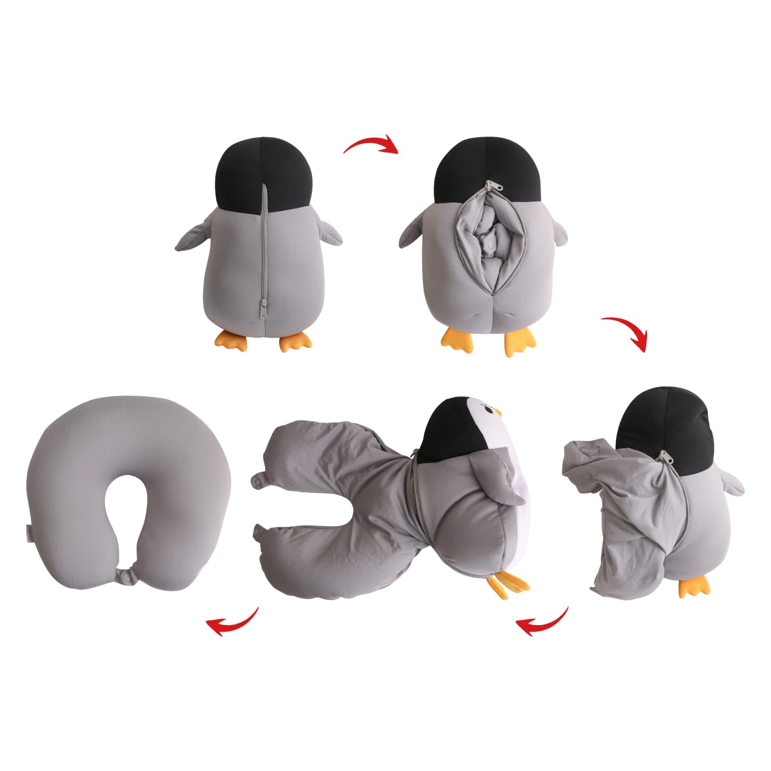 Penguin Shaped 2 In 1 Travel Pillow - PCTP001 Image 