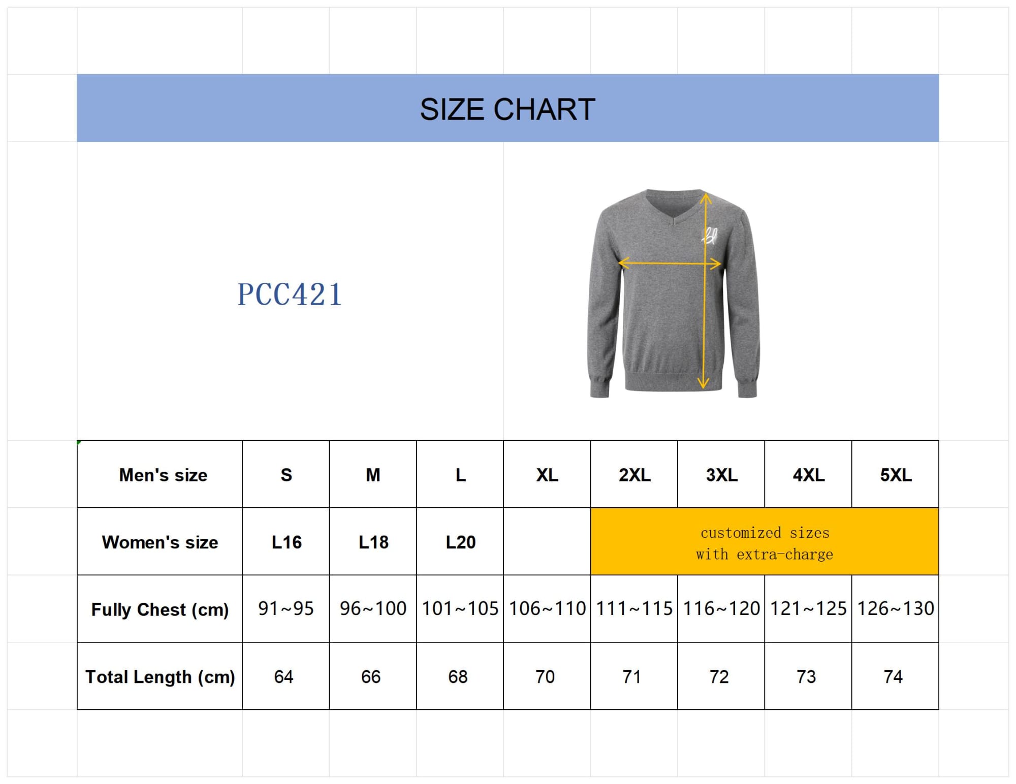 Men's 100% Cotton V-Collar Sweater - PCC421 Image