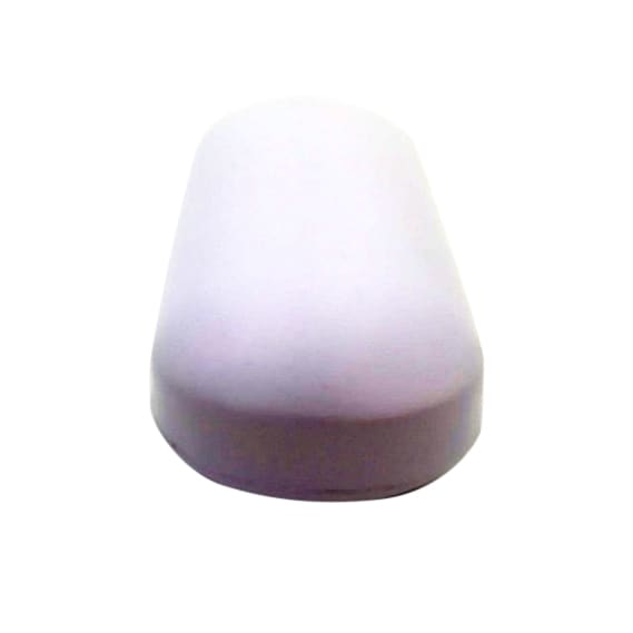 A white oval-shaped stress reliever with a smooth surface and a subtle gradient at the bottom.