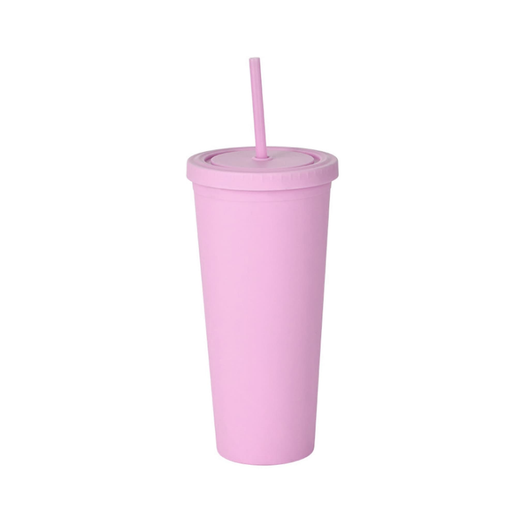 Alternative view of 24oz Matte Plastic Cups with Lids & Straws