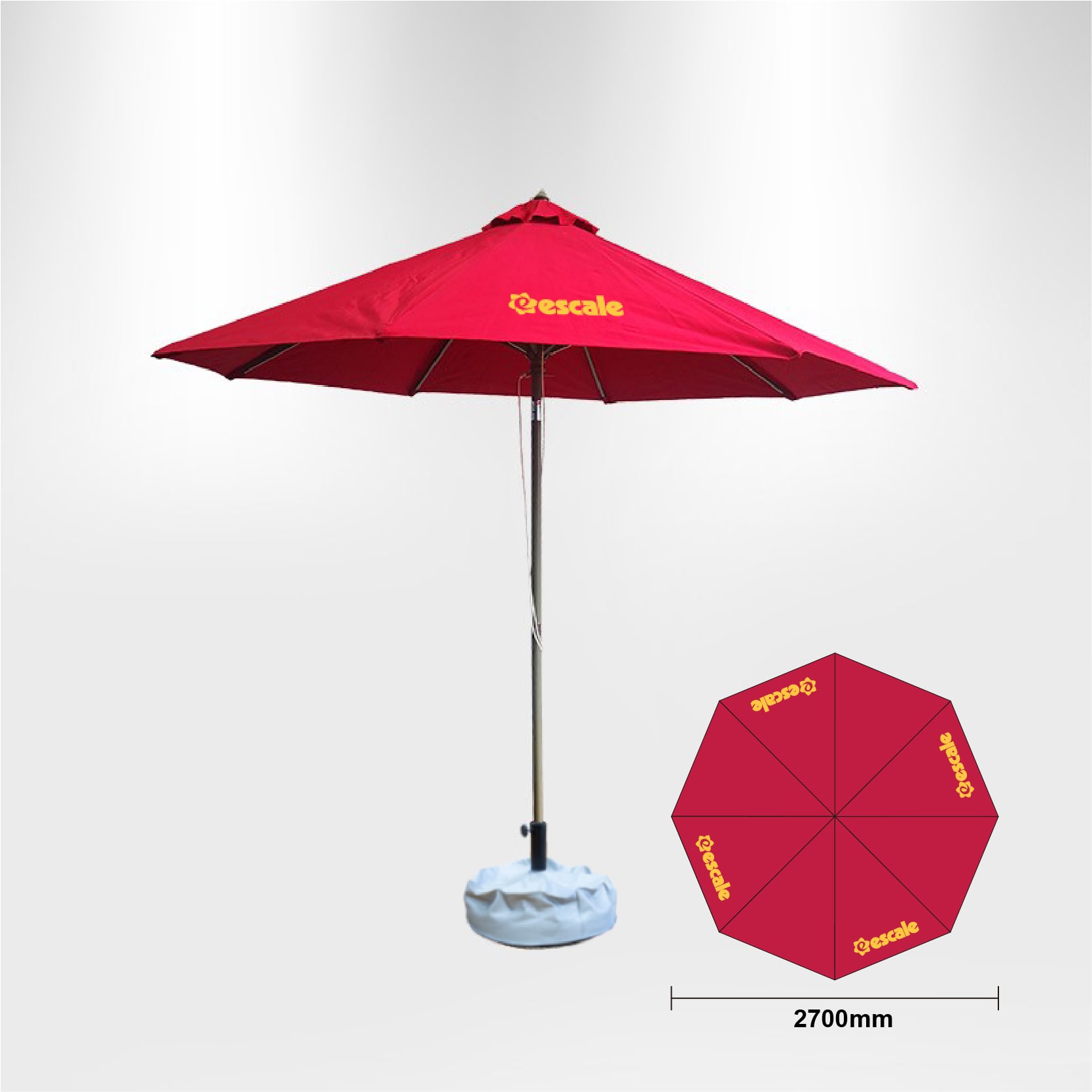 Alternative view of 2.7x2.7m Tilting Stock Colour Commercial Market Umbrella