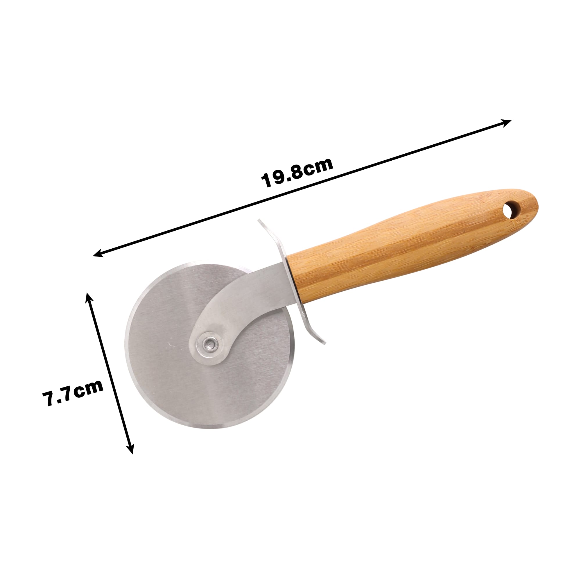 Alternative view of Pizza Cutter Wheel with Hand Carved Wooden Handle