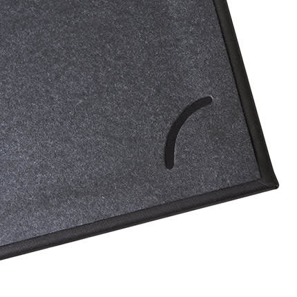 A black custom menu with a smooth finish and a curved cut detail in one corner.