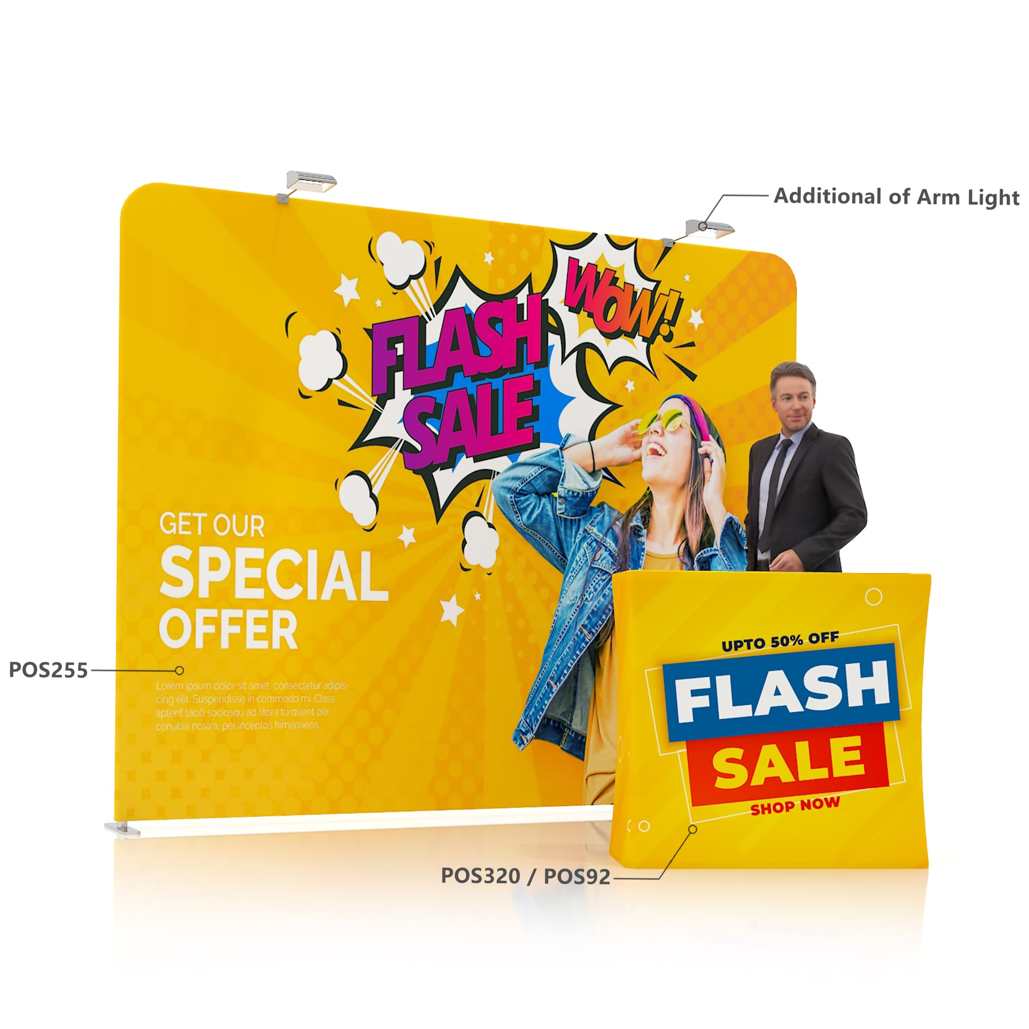 3m Straight Tension Fabric Display Wall - POS255 Image 