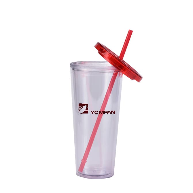 24oz Plastic Cups with Lids & Straws - PXD277 Image 