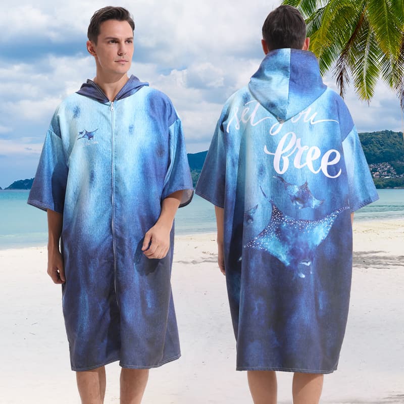 Alternative view of Quick-Drying Sublimation Hooded Change Towel with Zip