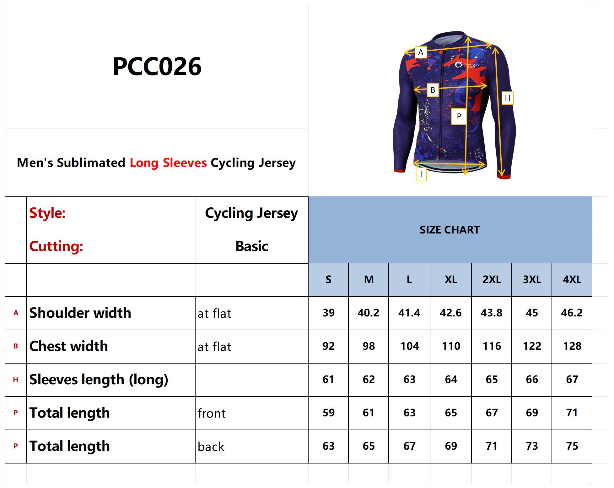 Men's Sublimated Long Sleeve Cycling Jersey - PCC026 Image