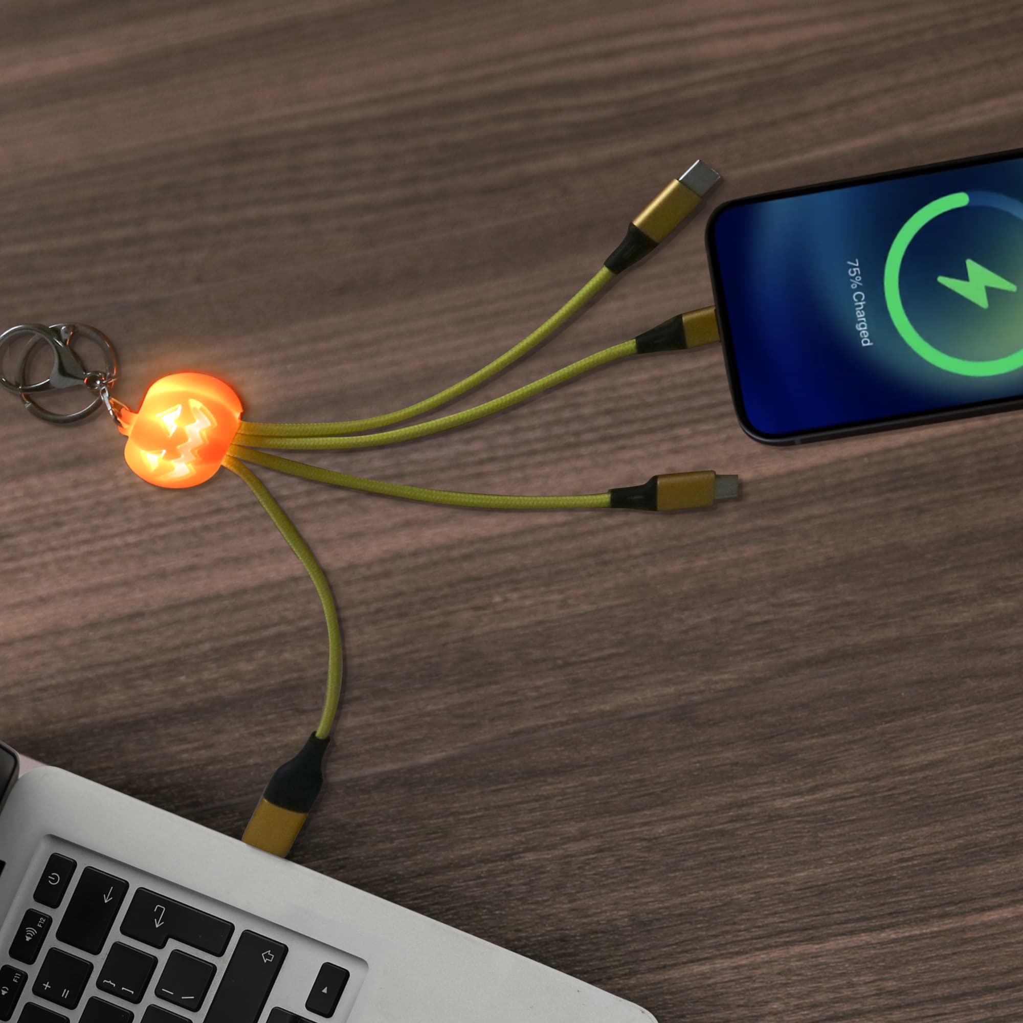Custom Shape Light Up Charging Cable with Keyring - PCBA110 Image 