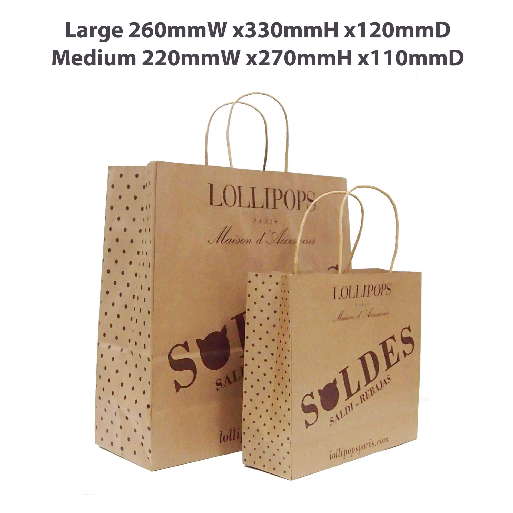 Twisted Handle Kraft Paper Bag(260x330x120mm) - PCPB012 Image 