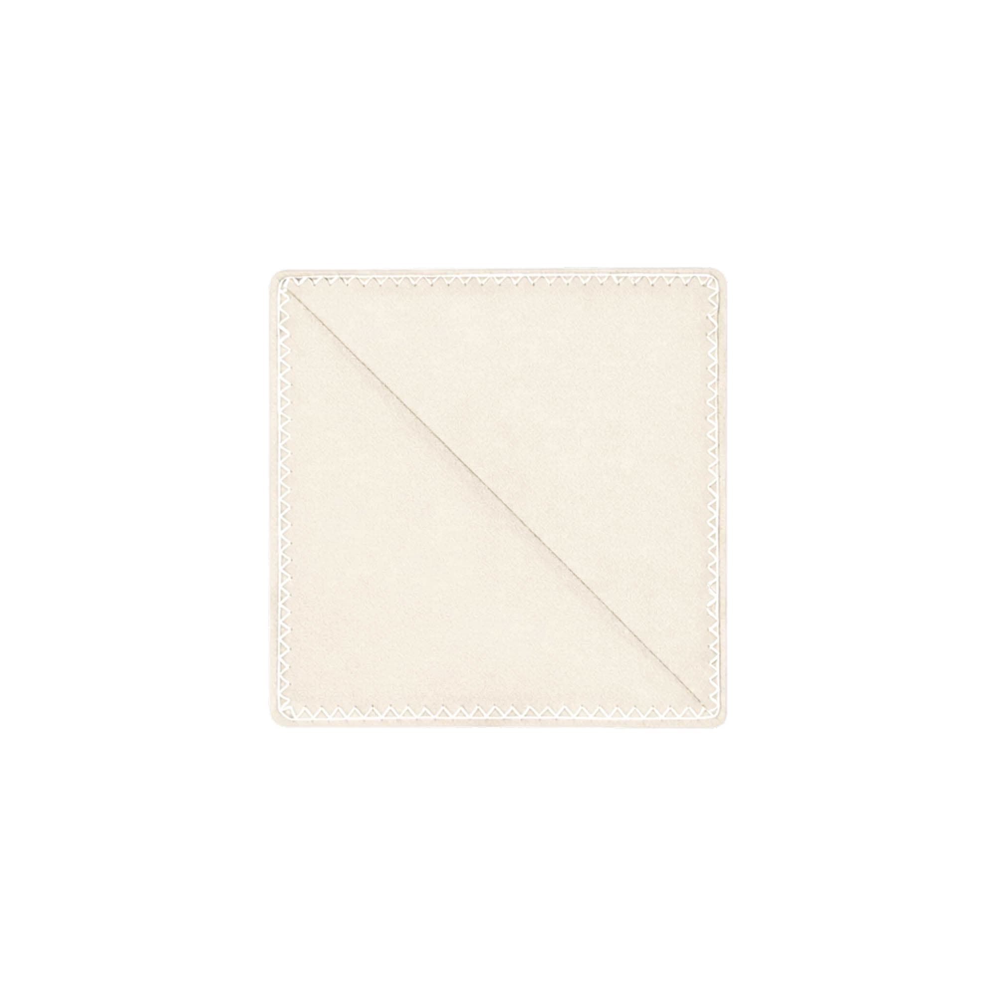 A cream-coloured PU bookmark with a stitched border design. It features a diagonal line across the surface.