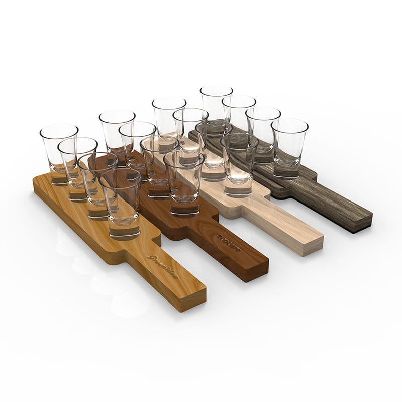 4pcs 10ml Clear Shot Glass Set with Wooden Paddle