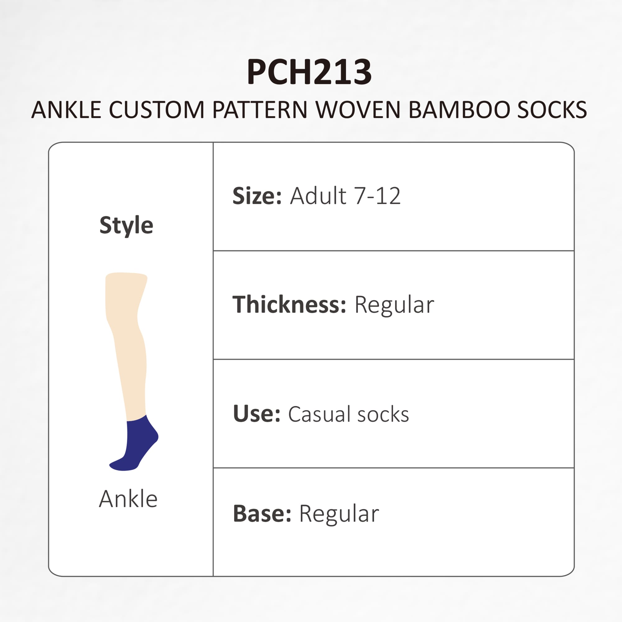 Ankle Custom Pattern Woven Bamboo Socks - PCH213 Image