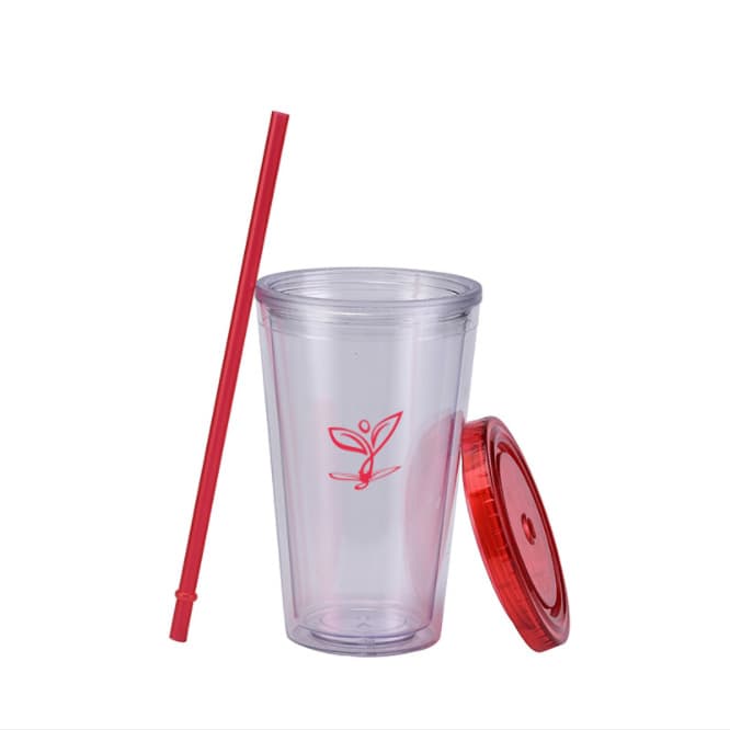 16oz Plastic Cups with Lids & Straws - PXD276 Image 