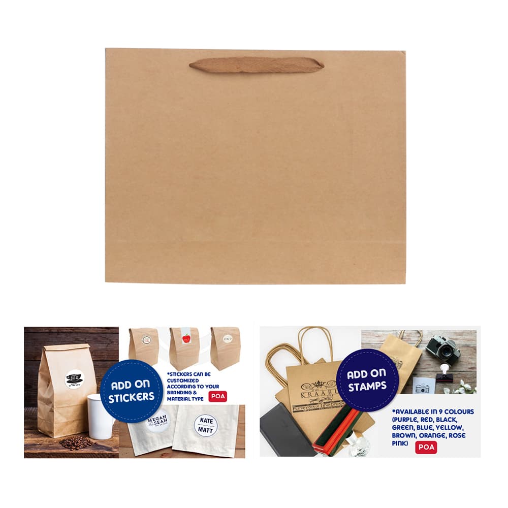 Large Crosswise Paper Bag with Fabric Flat Handle(320 x 250 x 110mm) - PCPB175 Image