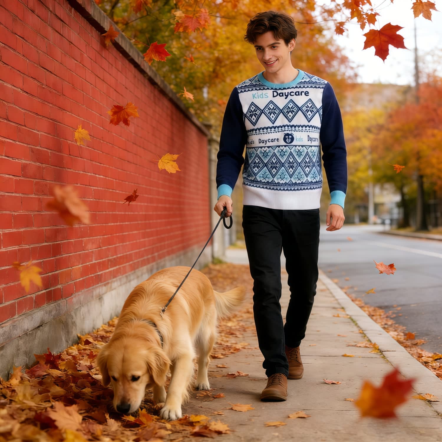 Alternative view of Unisex Winter Acrylic Cotton Jacquard Sweater