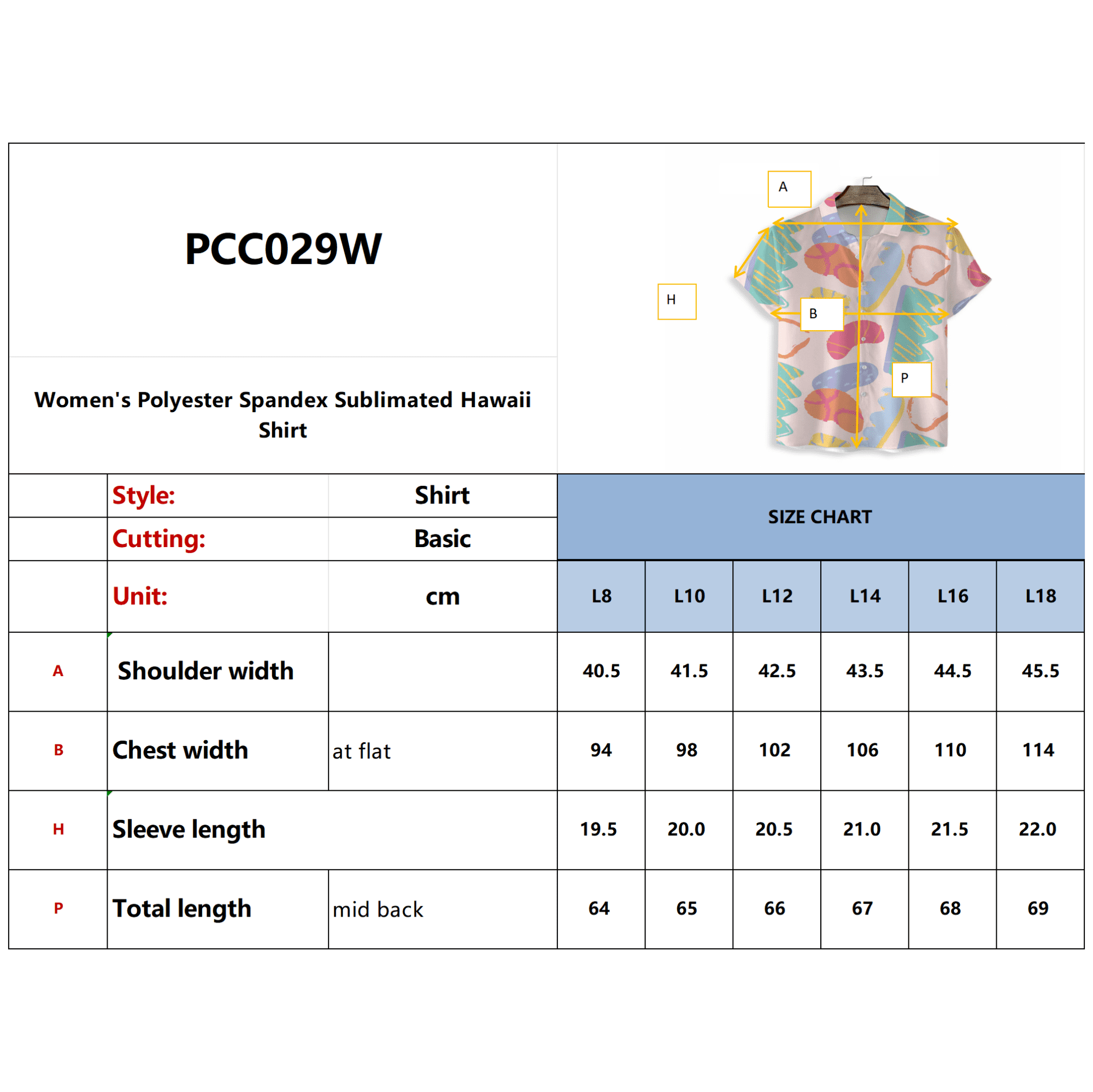 Women's Polyester Spandex Sublimated Hawaii Shirt - PCC029W Image