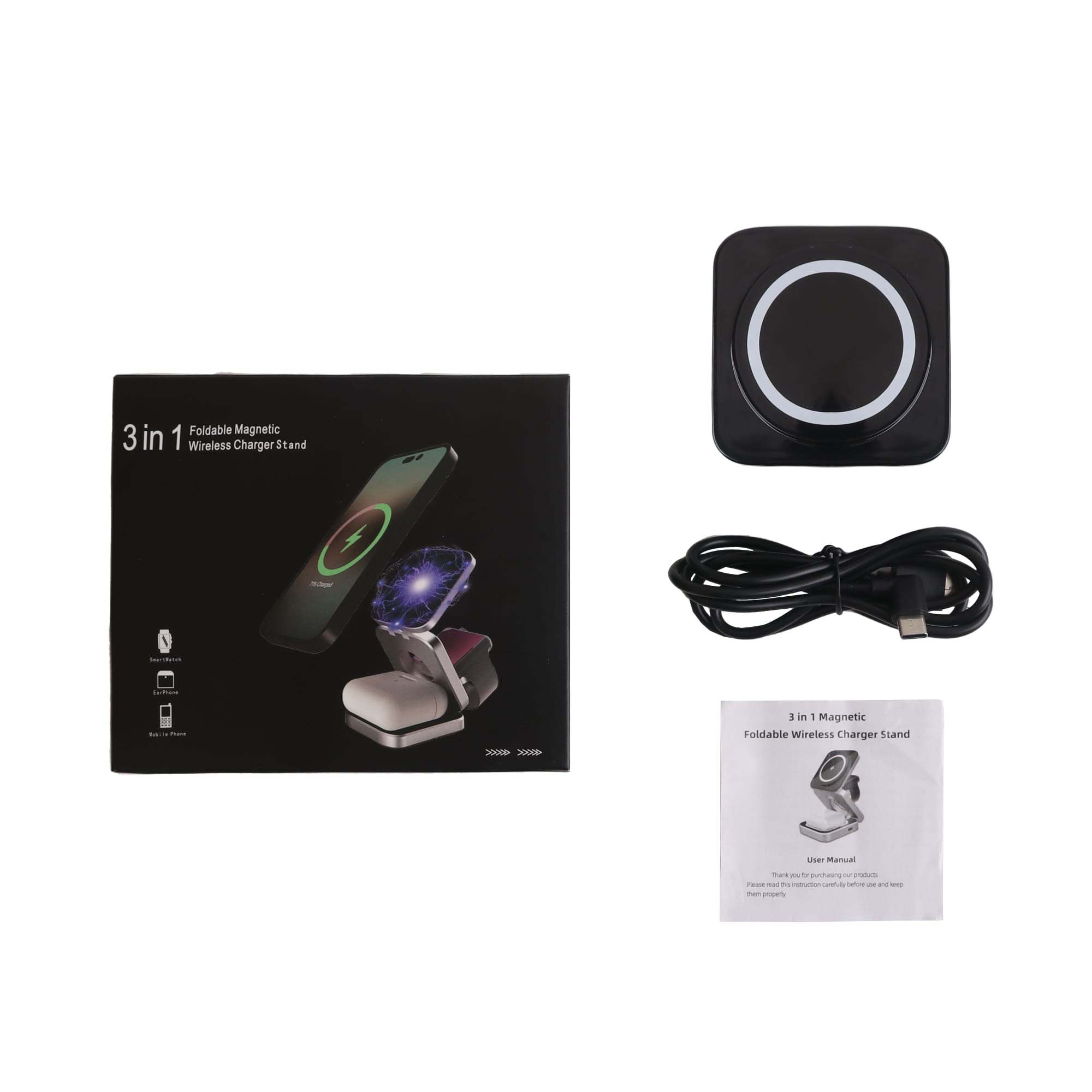 Standard 3 in 1 Foldable Wireless Charger Stand - PCT284A Image